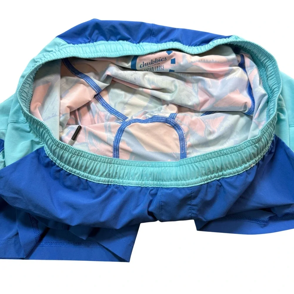 Chubbies Mens Blue Colorblock 7 Inch‎ Inseam Swim Trunks XL